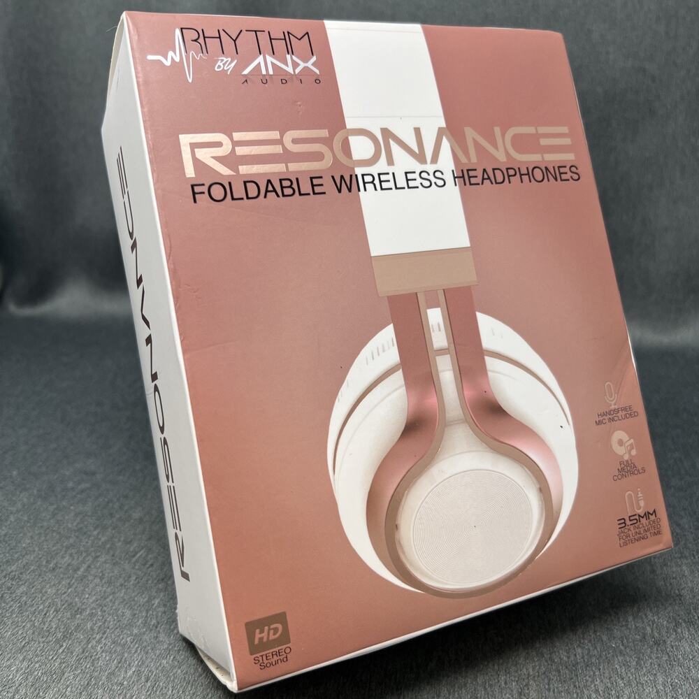 Aduro Resonance Foldable Wireless Bluetooth Headphones Rose Gold NEW Open Box